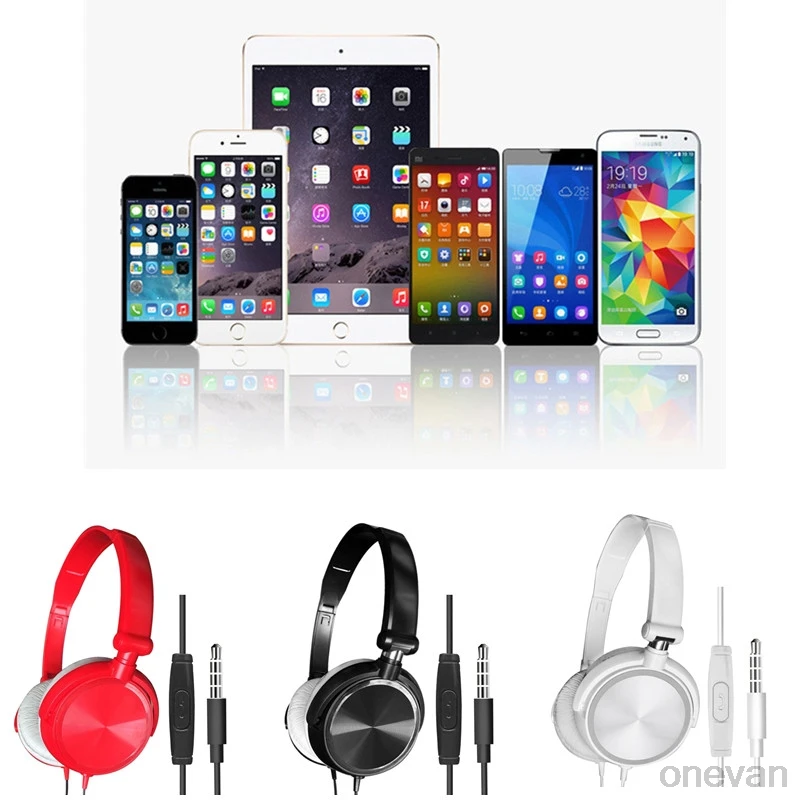 ONEVAN проводные наушники с микрофоном стерео Накладные бас HiFi Звук музыка для iPhone