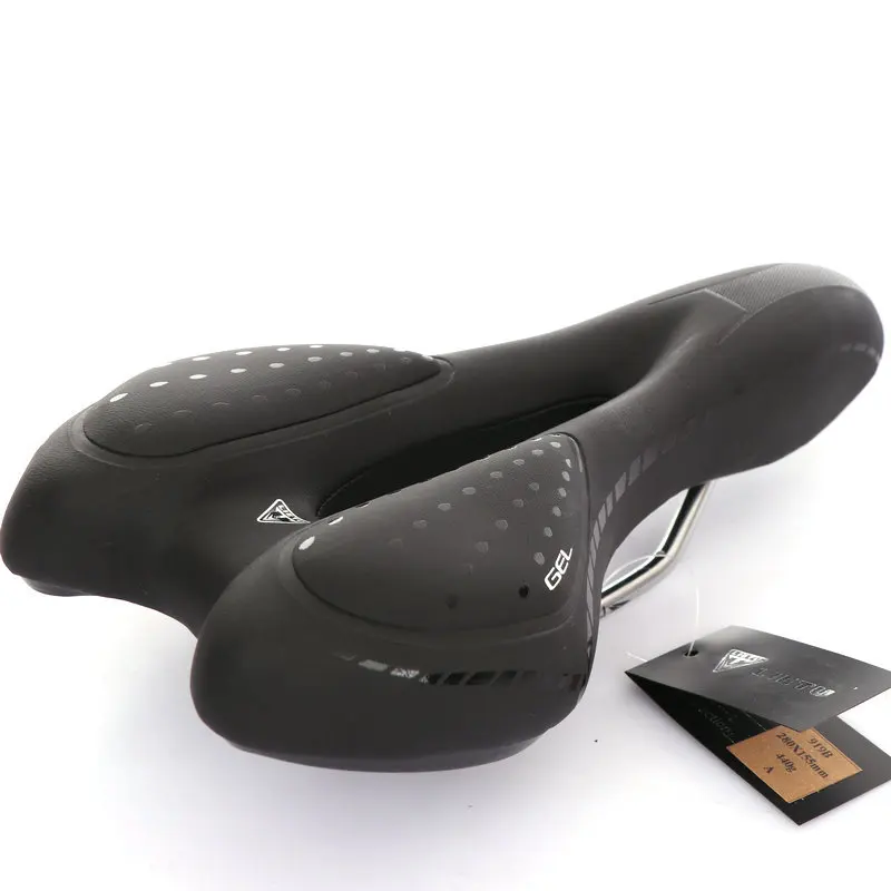 Велосипедное седло пластиковое широкое дышащее амортизирующее для езды на