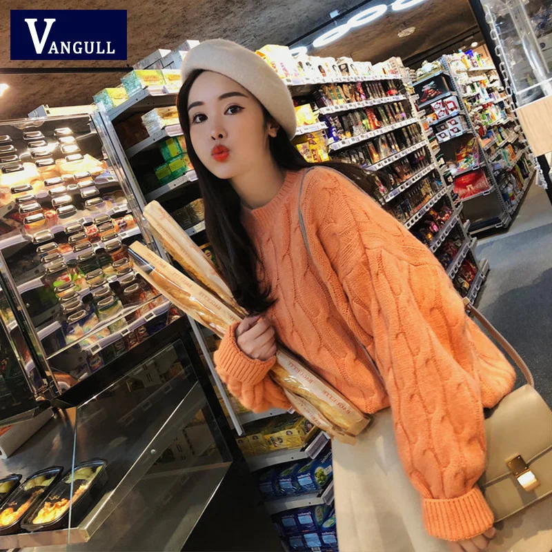 women winter sweet sweater Hemp flowers Long Sleeve O-neck Elegant Pullovers Female Jumper Tricot Tops VANGULL 2018 New | Женская одежда