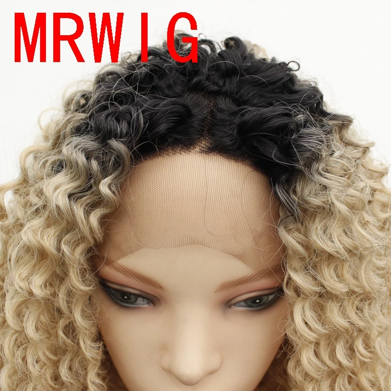 MRWIG 26in Ombre блонд 27 # смешанный 613 средняя часть синтетический кружевной передний