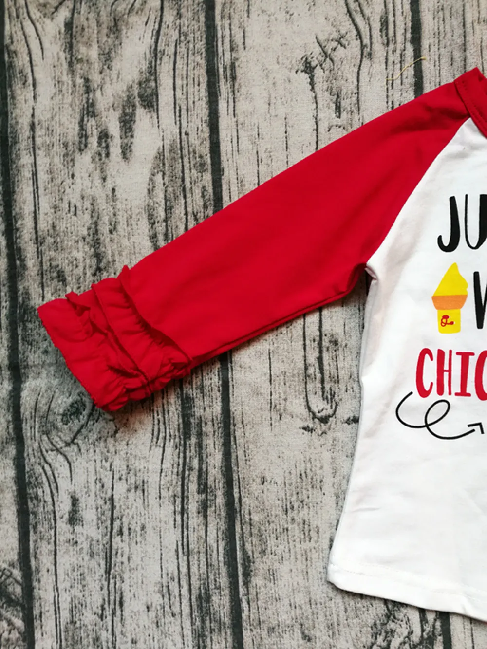 Красная рубашка с рукавами реглан для девочек Детская футболка длинными и рюшами