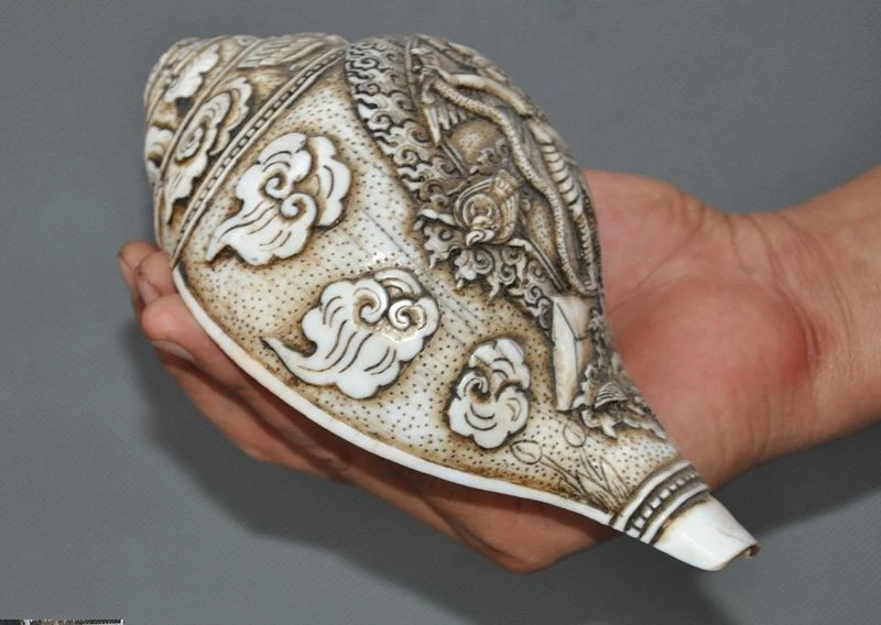 old Tibet temple Conch Shell Trumpet Winged Garuda Bird God Tantra Buddha Statue | Дом и сад