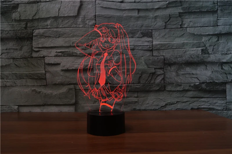 Светодиодный ночник с аниме милый настольный 3D светильник дистанционным