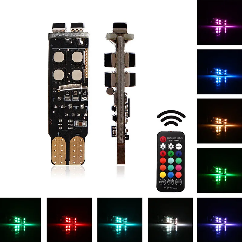 Новый RGB Led T10/ W5W/194 10smd габаритные огни красочные Многомодовые автомобильные лампы