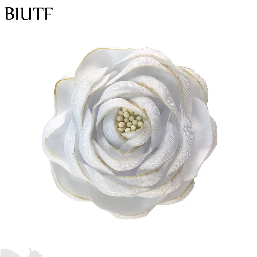 19-white 5 шт./партия, 2,4 ''сгоревшие атласные цветы Camelia с Stamen 6 см, шикарные тканевые детские головные уборы, обувь, аксессуары для творчества TH284 - Цвет: 19-white