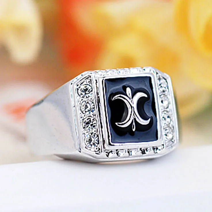 USTYLE 2015 Fashion Men Wide Ring Brand Design Jewellery Male Black Rings anel masculino UR0685 | Украшения и аксессуары