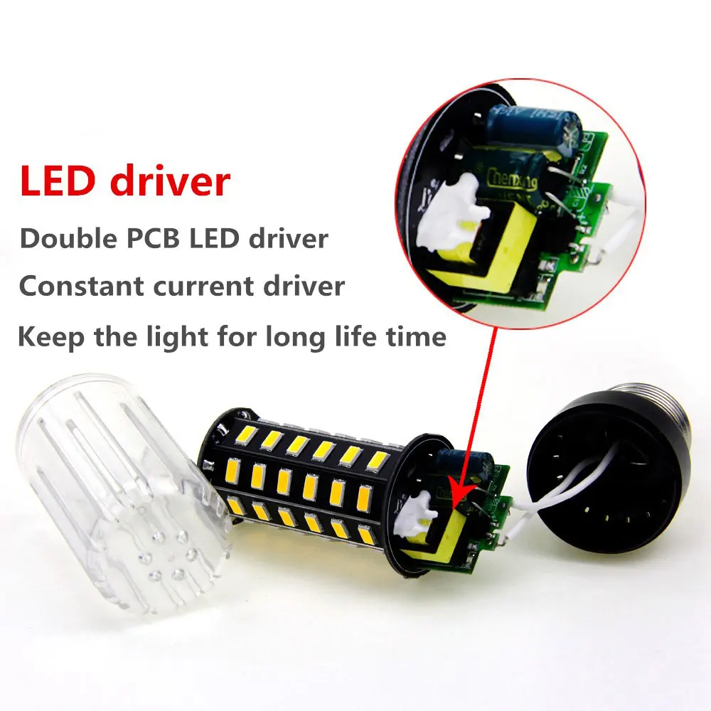5736 SMD светодиодная кукурузная лампа Светодиодная 3 Вт 5 7 9 12 15 18 E27 без мерцания