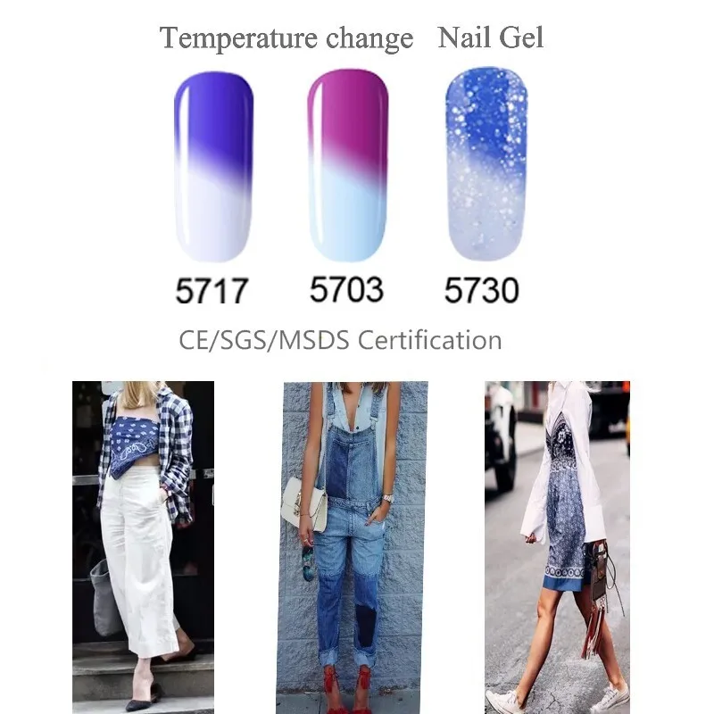 Зация Температура изменение Long Lasting Nail ногтей uv гель база thermo настроение Цвет
