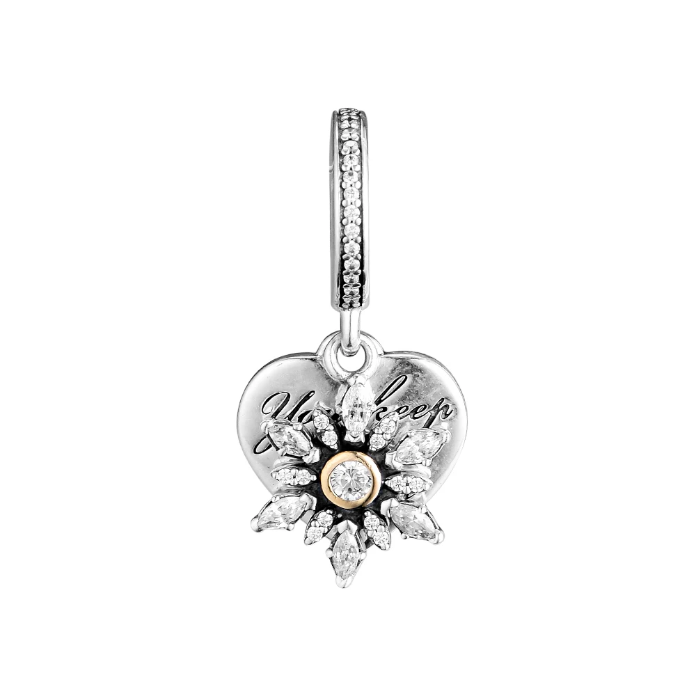 

Fits Original Charms Bracelets 925 Sterling Silver Snowflake Heart Dangle Beads for Jewelry Making Berloques