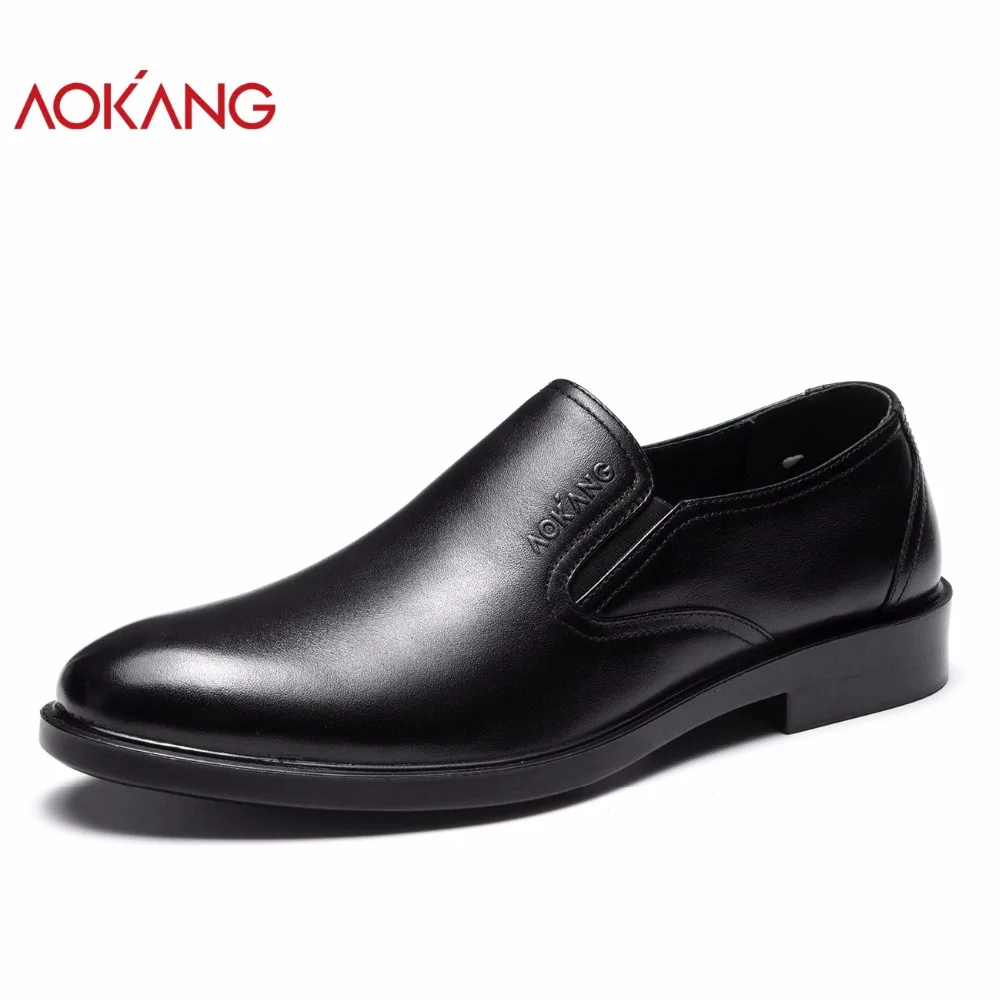 AOKANG 2018 New arrival shoes leather genuine casual comfortable fashion man high quality leisure black | Обувь