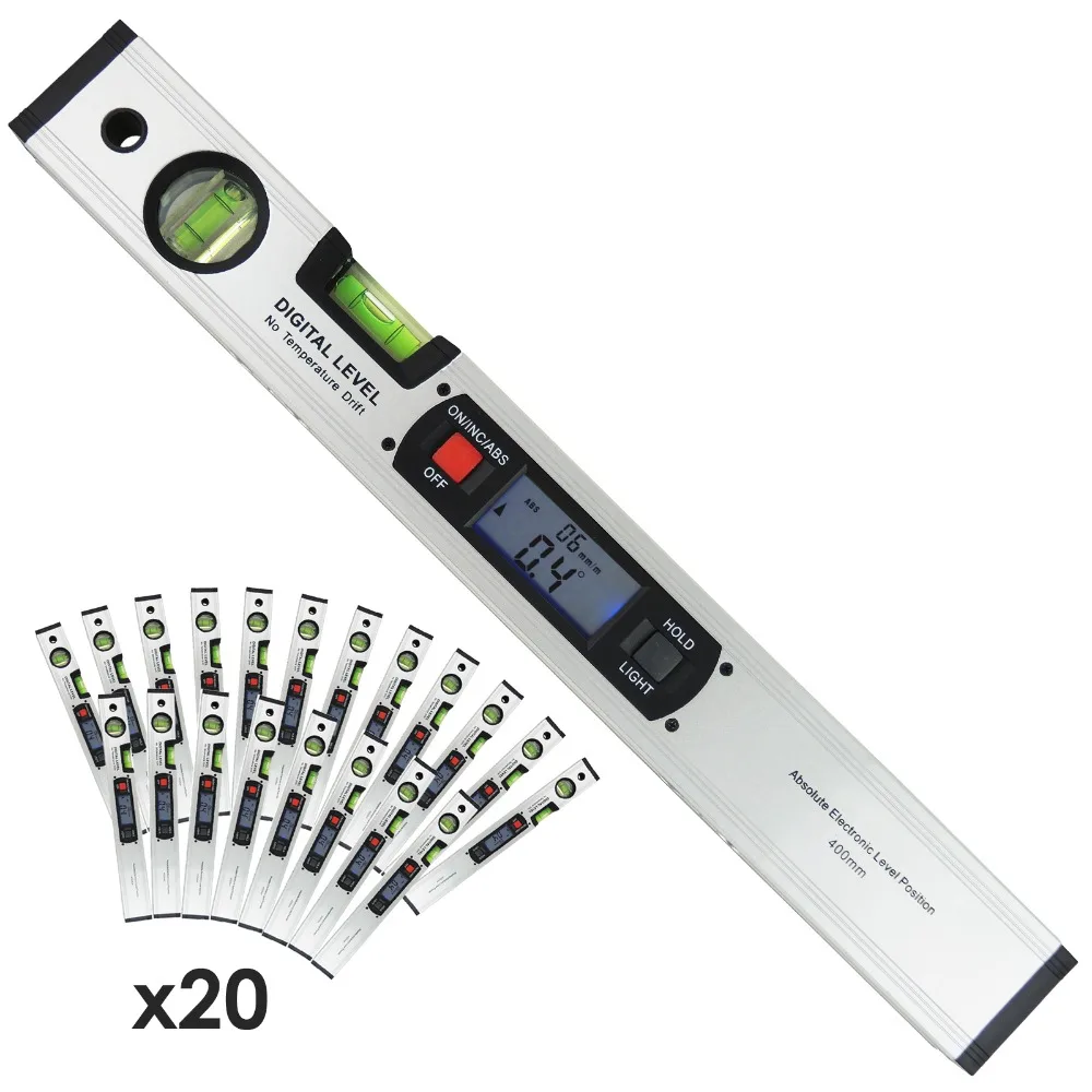 

20 pieces x Level Inclinometer Angle Finder Spirit Level with Magnets 360 degree Read Upright 4 x 90 degree Quadrant lot of 20