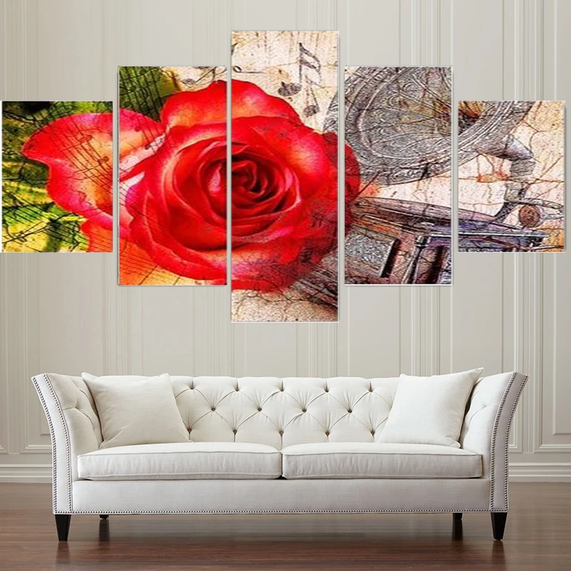 3D diamond Painting Cross stitch Art Room Decor Flower Diamond Mosaic Embroidery Pattern kits 5 PCS Multi-pictures | Дом и сад