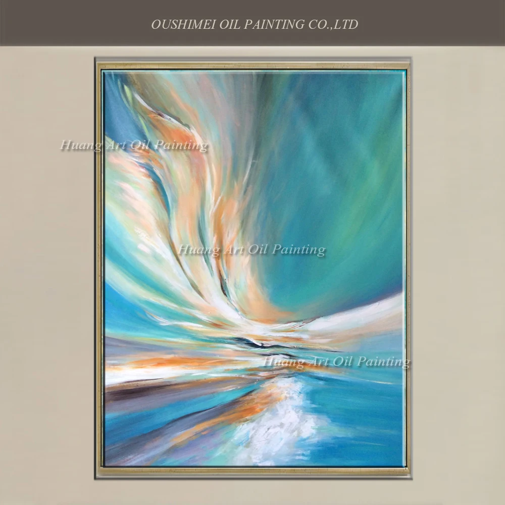 Ручная работа огромный размер зеленая абстрактная художественная Настенная