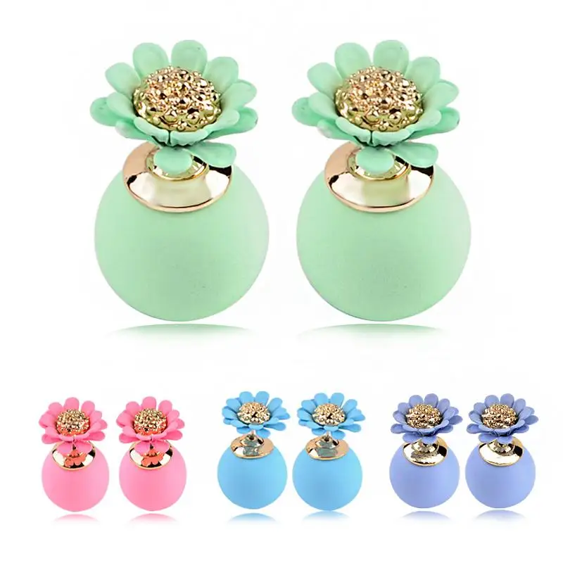 Летний стиль модное милое мини кольцо для ушей двойные имитация жемчуга серьги с