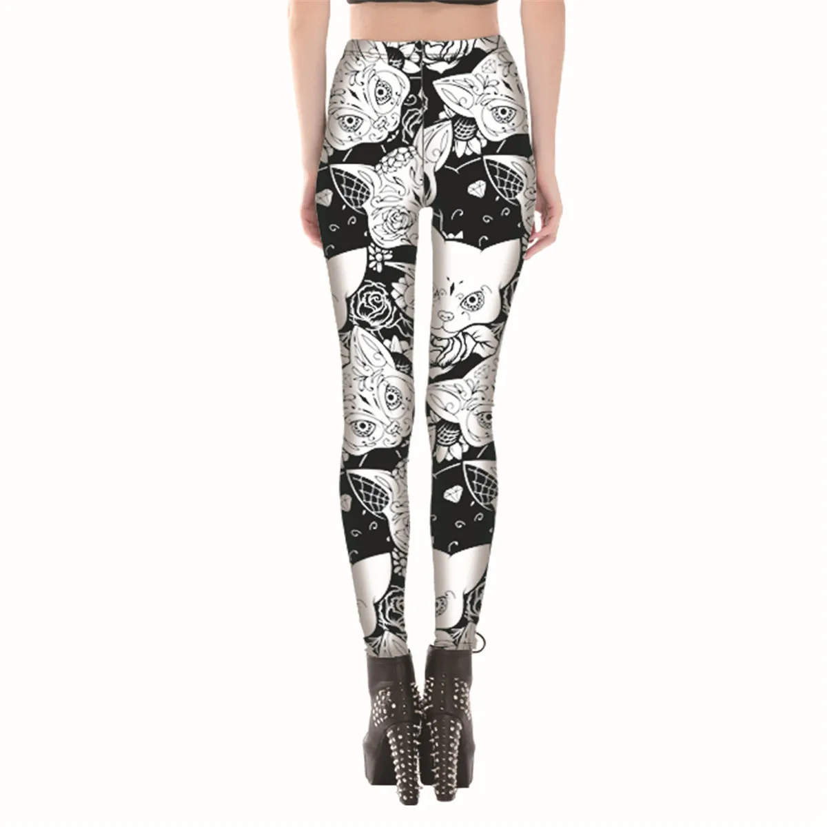 Женские леггинсы с рисунком кошек и котят синие белые скинни|white leggings|fashion