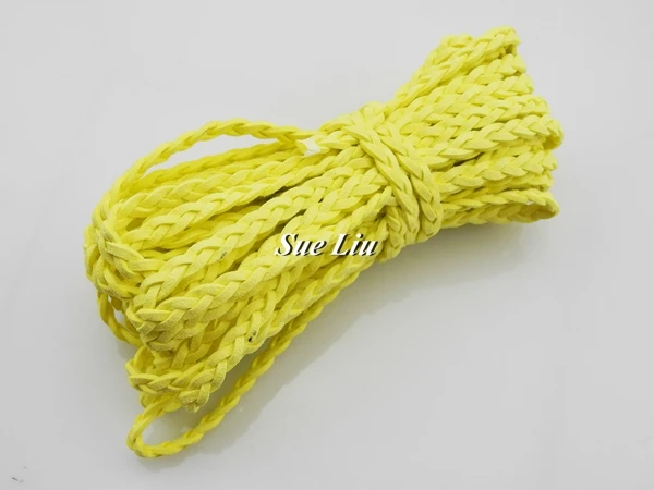 Lt Yellow 6 мм x 2,5 мм плоский Плетеный шнурок из искусственной замши и кожи-2 м каждая фотография - Цвет: Lt Yellow