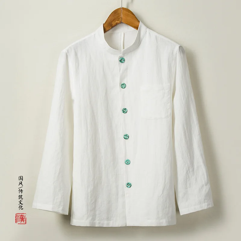 Традиционная китайская одежда для мужчин хлопковые льняные рубашки в китайском
