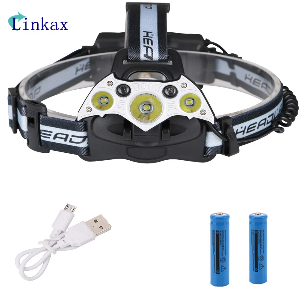 

High Power USB Rechargeable Led Headlamp 5 Mode 3*XML T6+2* Red XPE LED Headlights Headlamps Flashlight Outdoor Lanterna Torch