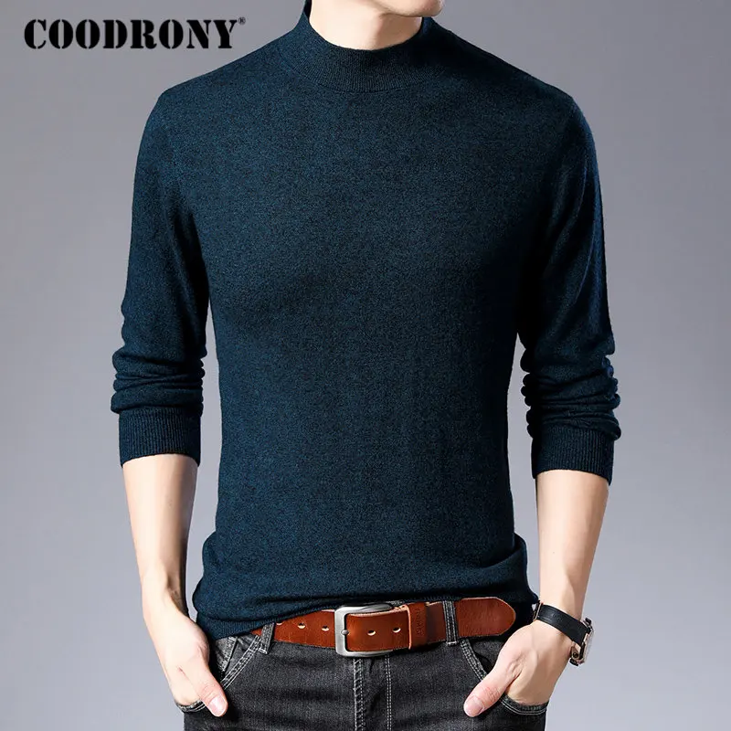Зеленый COODRONY Brand Sweater Men Casual Turtleneck Pull Homme Merino Wool Sweaters Autumn Winter Soft Warm Cashmere Pullover Men 93011 - Цвет: Зеленый
