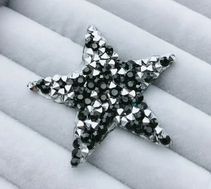black silver Стразы наклейки-звездочки стразы аппликация 4,5 см, 5 шт./лот, звезда, стразы украшения, джинсы "сделай сам" нашивки на одежду - Цвет: black silver