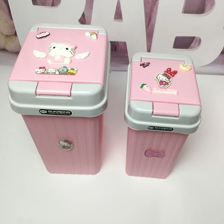 6/10 л розовый hello kitty спальня мусорный бак прессованного типа милые мусорные баки с крышкой KT кошка мультфильм ванная комната мусорный бак корзины для хранения