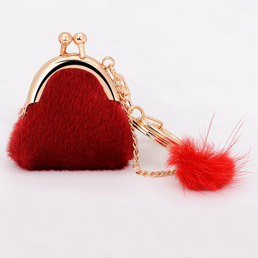 Брелок для ключей женский с меховым шариком модный креативный брелок помпоном