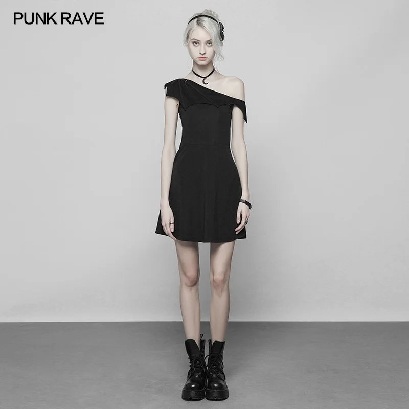 

Punk Rave Bat Strapless Sexy Backless Summer Casual Fashion Mini Women Dress OPQ334