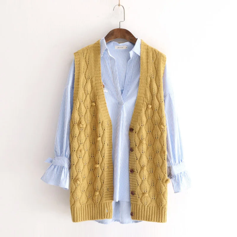 

Autumn Winter Women Cotton Vest Sleeveless Sweater Vintage V Neck Winter Vest Fall Fashion Women Clothing Sleeveless Cardigan