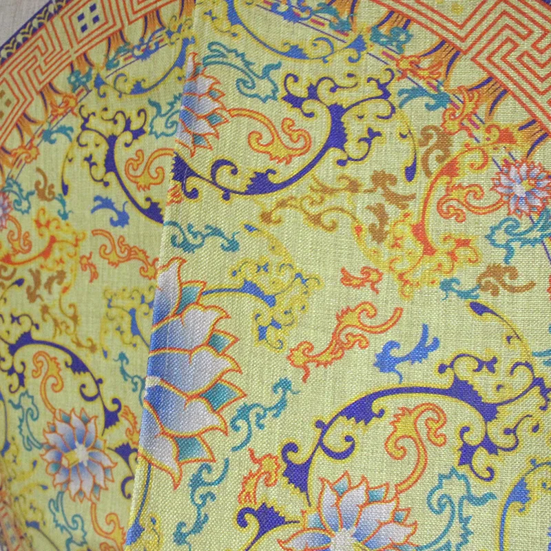 Восточная эстетика благоприятная пластина зернистая хлопковая занавеска Ткань