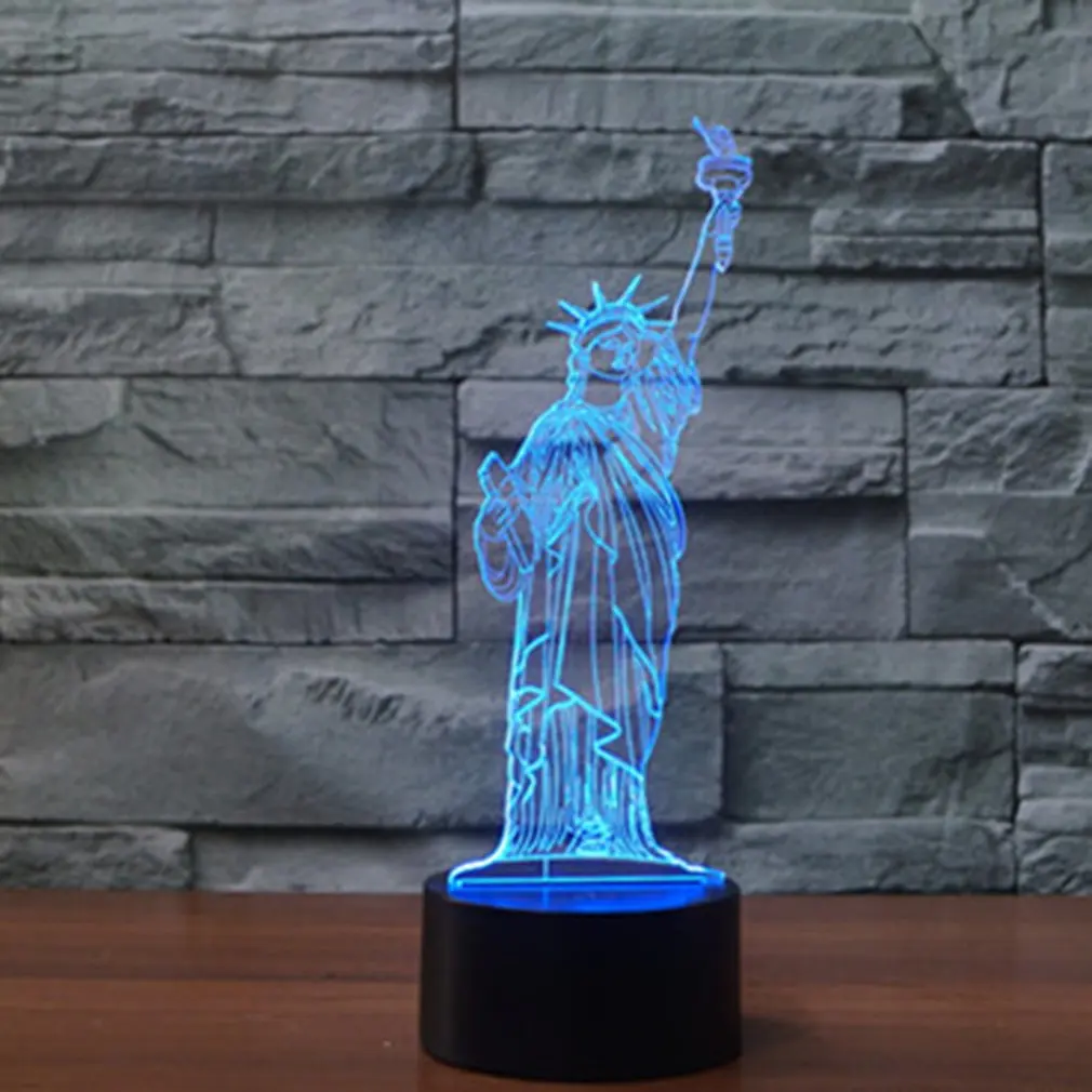 Статуя Свободы 3D светодио дный огни красочные светодиодные постепенное