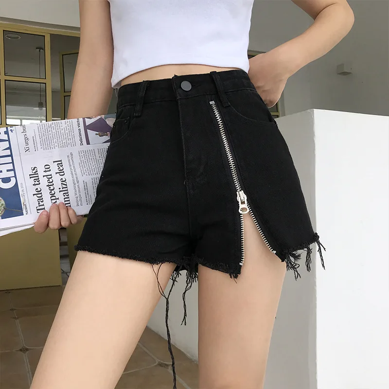 2019 новые женские джинсовые шорты с высокой талией на молнии Летние Стильные