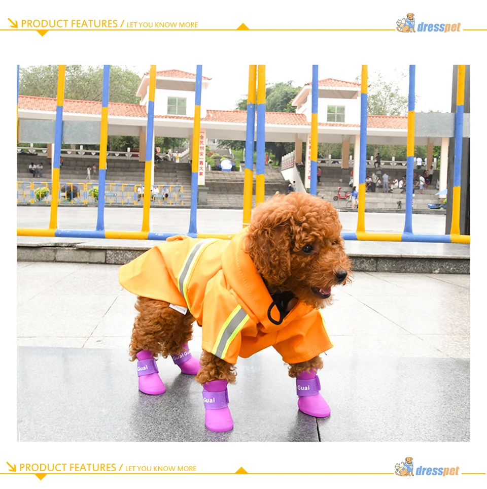DRESSPET собачьи плащи из искусственной кожи водонепроницаемый плащ-дождевик со светоотражающими полосками для маленьких собак Пончо Куртка Одежда для чихуахуа