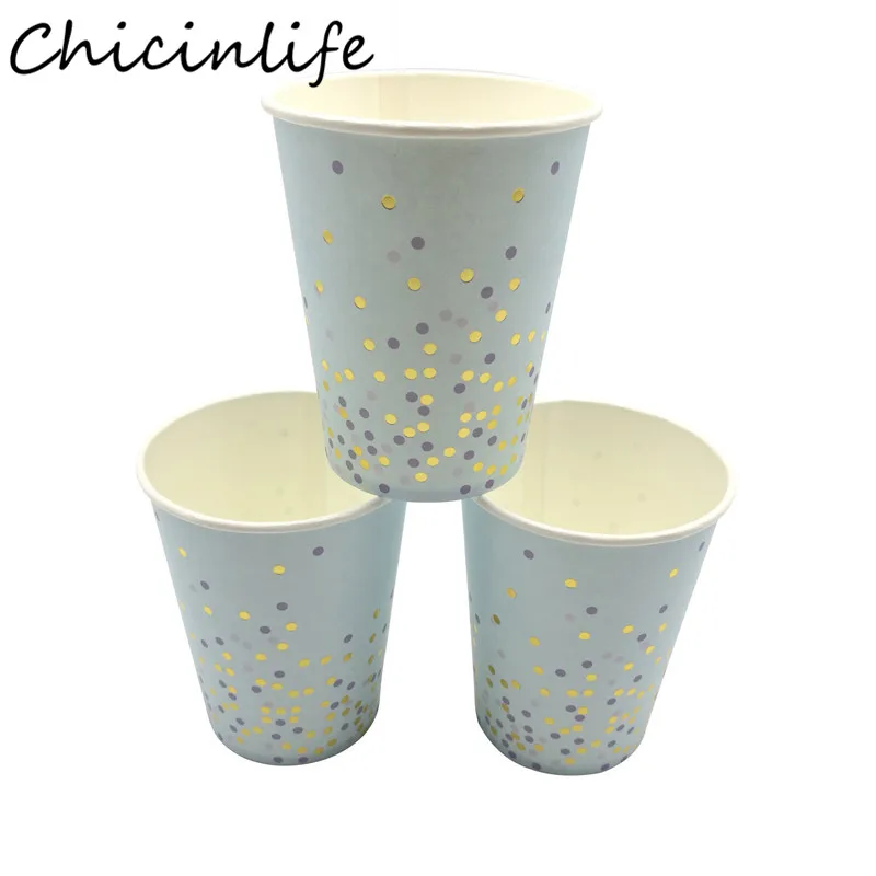 10Pcs Chicinlife 10 шт. одноразовая посуда полосатые бумажные чашки в горошек на день рождения, Беби Шауэр детский сувенир для взрослых, товары для свадебной вечеринки - Цвет: 10Pcs