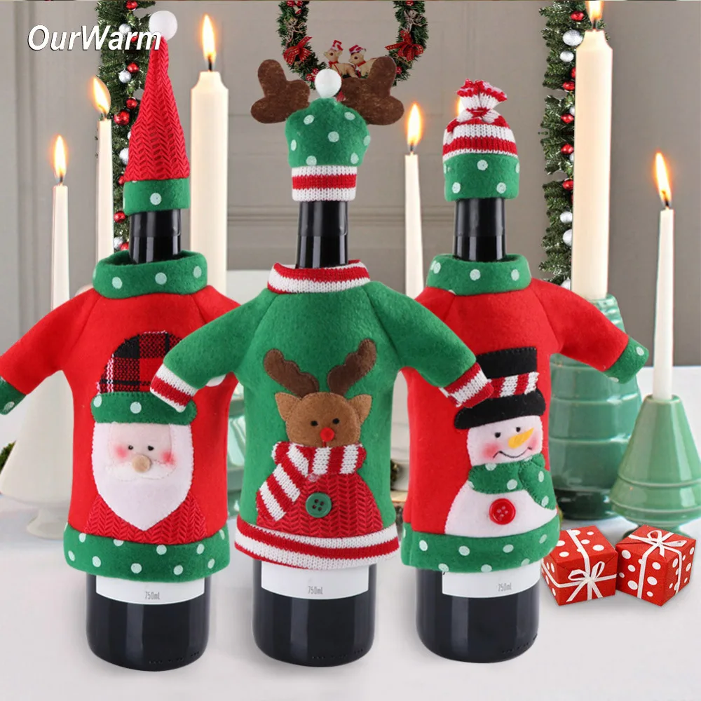 3 шт. тканевая Крышка для винной бутылки Ourwarm рождественские подарки
