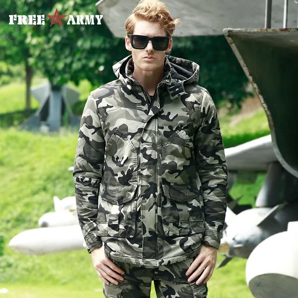 Camouflage Армейская парка, Мужская камуфляжная Толстая зимняя куртка с капюшоном, Мужская теплая хлопковая куртка со стоячим воротником, ветрозащитная куртка камуфляжного цвета размера плюс - Цвет: Camouflage