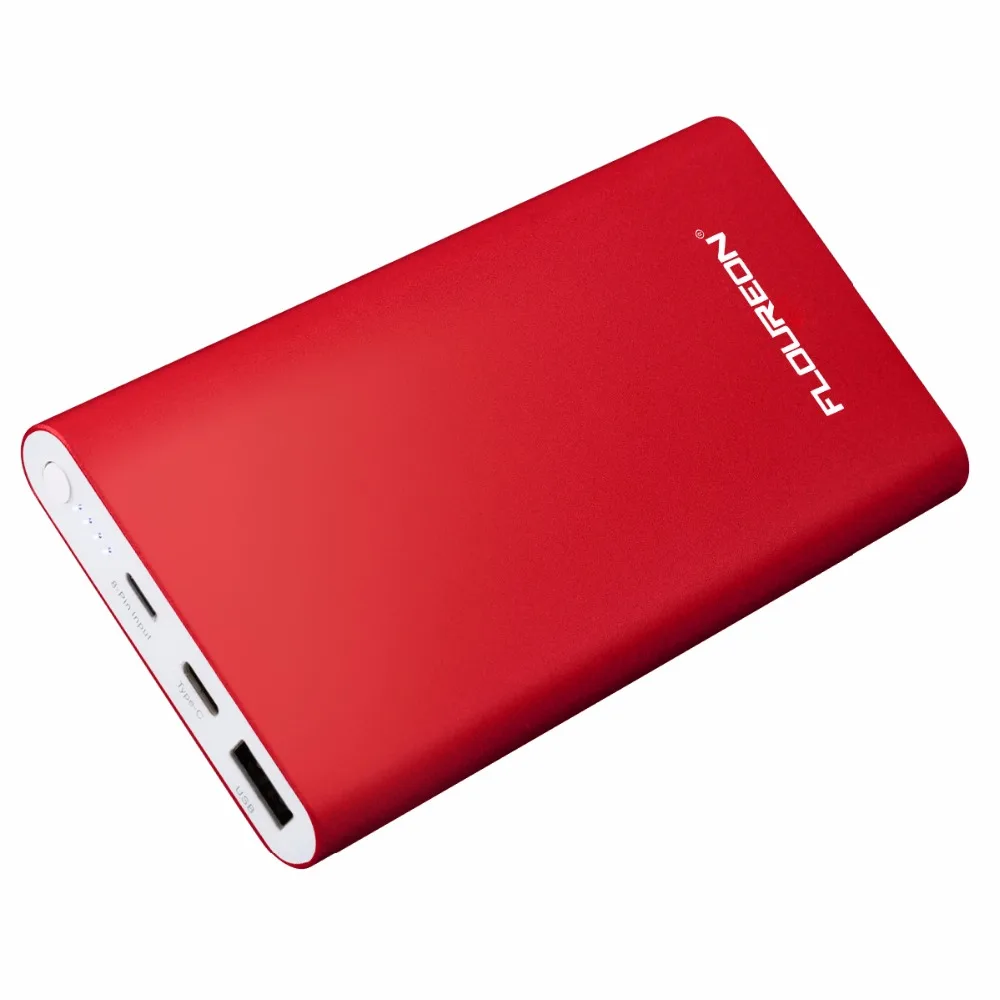 Floureon power Bank 12000 мАч 2GN-C 3A выход Dual usb type C освещение внешнее зарядное устройство для iPhone X iPad смартфонов
