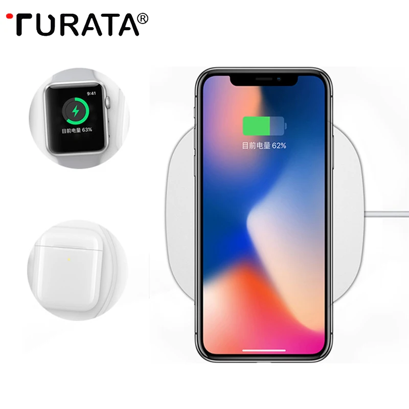 Turataqi Беспроводной Зарядное устройство быстрой зарядного устройства для iPhone X 8 Plus