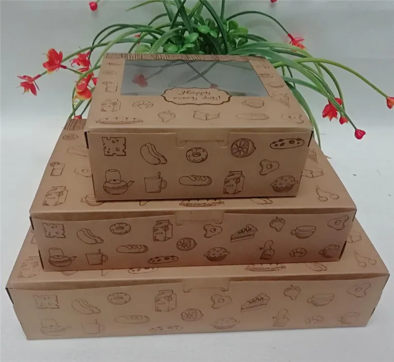 21,5x13,5x5 см крафт-бумага коробка с окном Подарочная коробка cajas de картонная упаковка печенье Макарон коробка свадебный подарок бумажная коробка