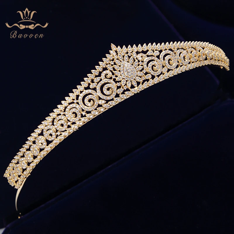 Сверкающий Европейский Простой Полный циркон свадебные диадемы Короны Покрытые