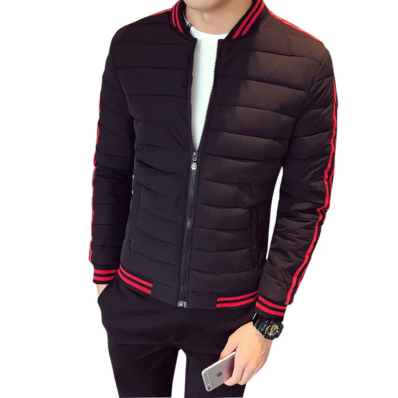 ZOGAA для мужчин's хлопковые парки пальто мужчин Slim Fit новый полосатый короткий