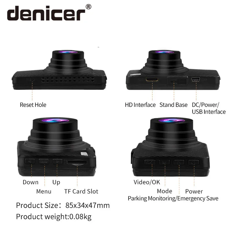 Denicer Dash камера 1080p Full HD Dvr Novatek 96658 Автомобильная 3 0 дюймов экран авто видео рекордер