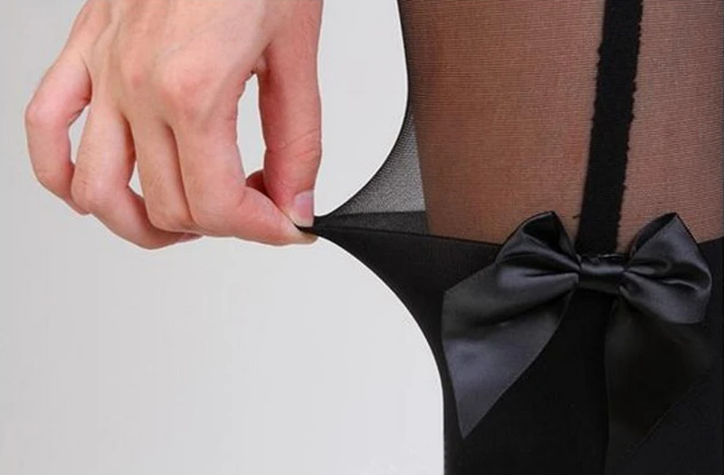 Модные женские колготки с милым бантом для ночного клуба сексуальные черные