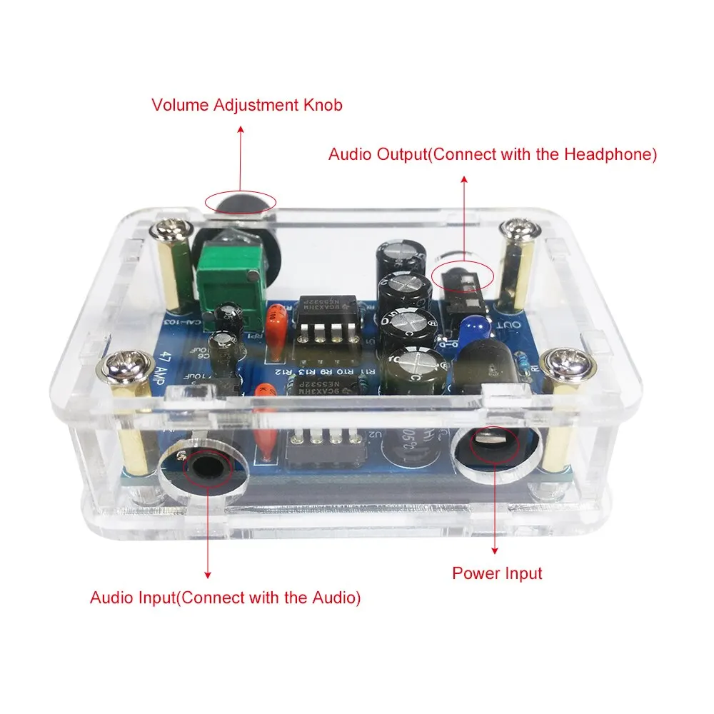 47 NE5532 Hi Fi наушники DIY Усилитель Kit с прозрачным Корпус DC9V 18V хорошим качеством