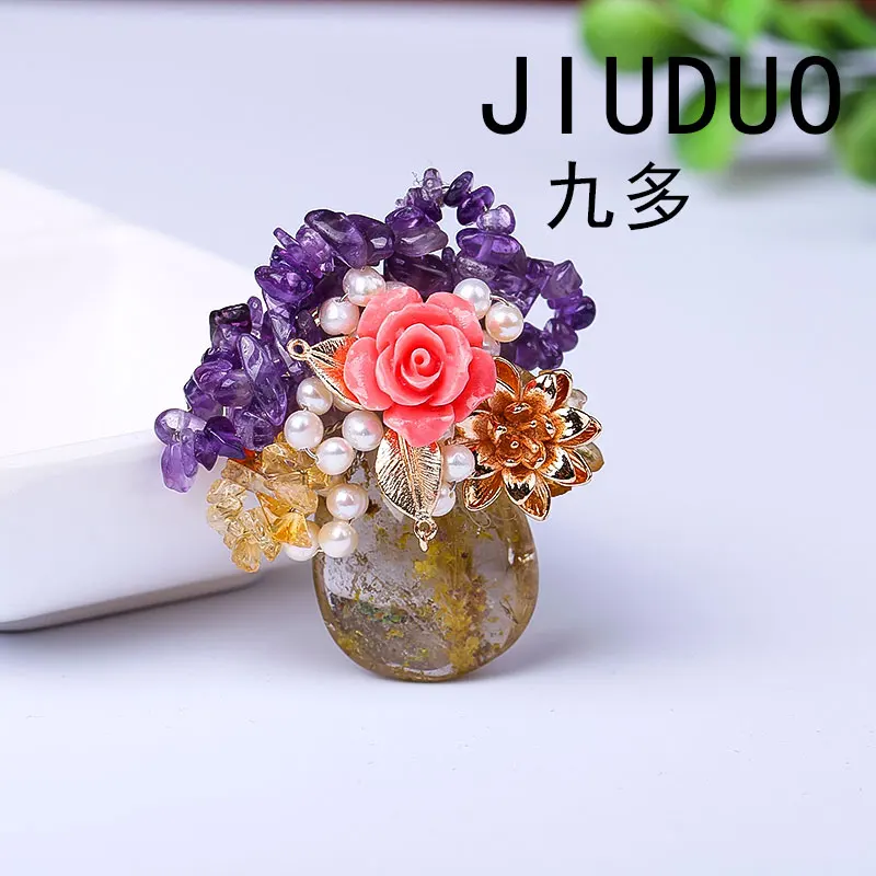 JIUDUO большая кристаллическая брошь жемчужная подвеска заколка на шарф эмаль