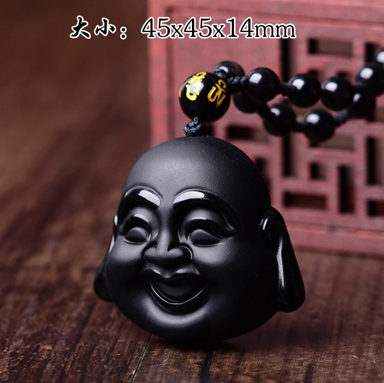 Кулон в виде головы Будды черный камень Sakyamuni Аватар Maitreya ожерелье с головой