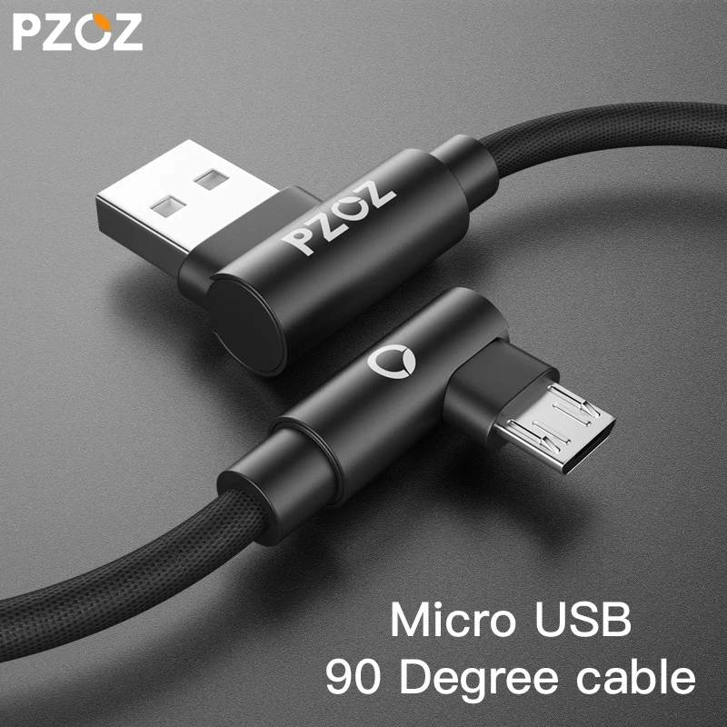 Кабель Micro usb PZOZ для быстрой зарядки 90 градусов кабель передачи данных xiaomi redmi huawei