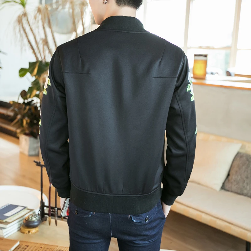 Куртка-бомбер мужская с вышивкой модная длинная китайская куртка-пилот пальто