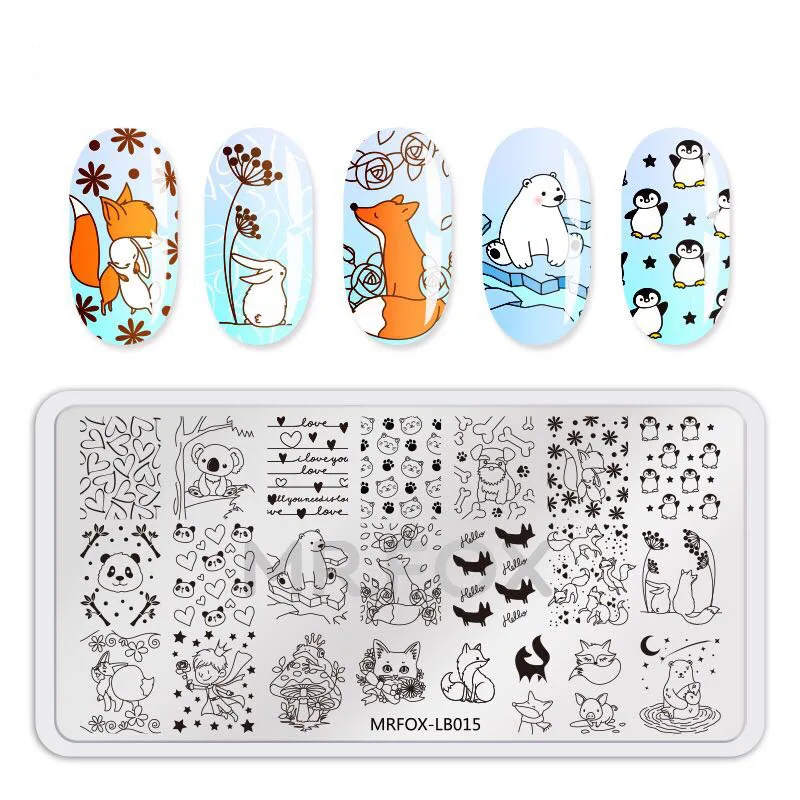 

1pc Rectangle Nail Stamping Plate with white pad Animal Pattern Nail Art Stamp Stamping Template Image Plate Stencil Nails Tool