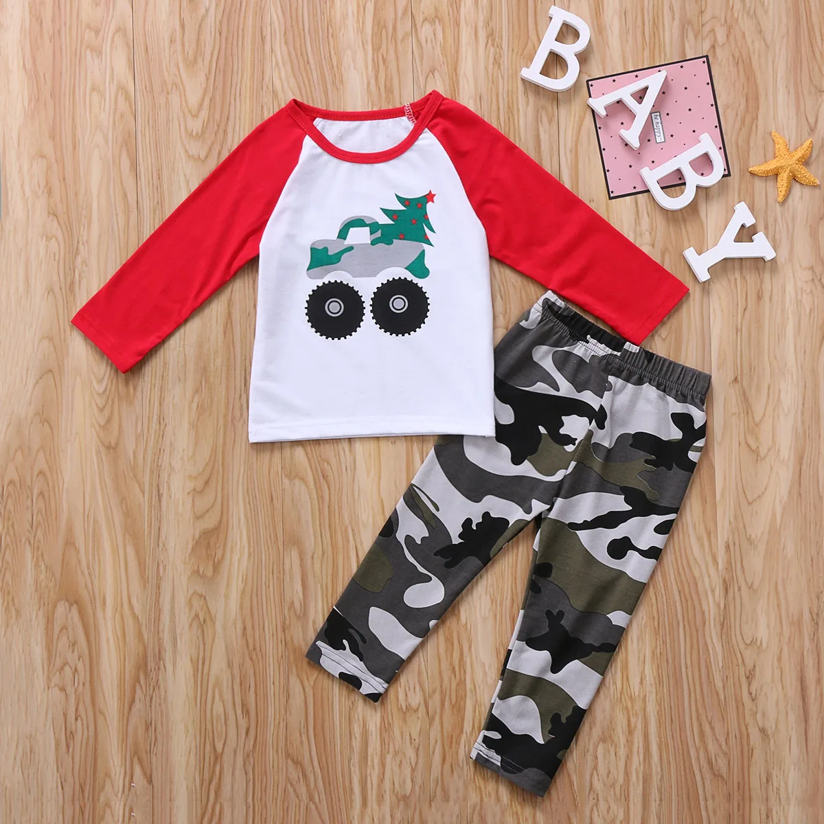 

2Pcs Toddler Infant Kid Baby Boys Camouflage Clothing T-shirt Tops Pants Outfits Fashion Long Sleeve Cotton Print Clothing