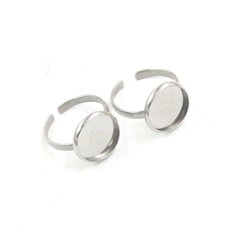 12 мм отверстие из нержавеющей стали кольцо DIY пустые DIYJewelry регулируемые